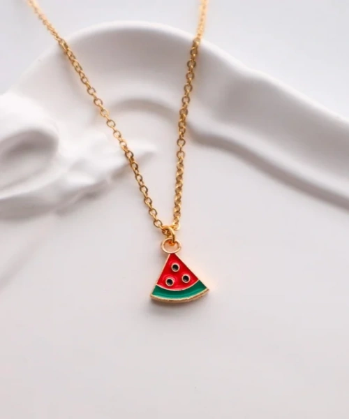 Gold Renk Zincirli Karpuz İthal Kolye