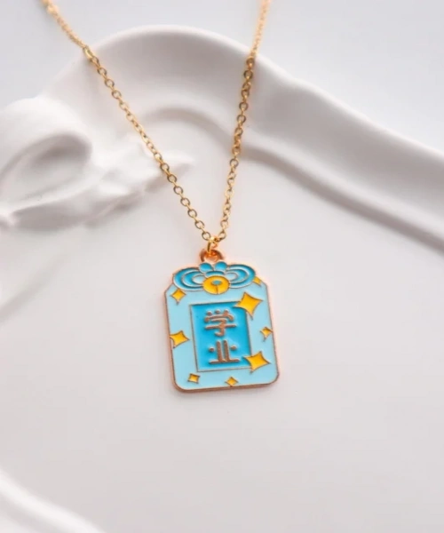 Gold Renk Zincirli Mavi Yıldız Tarot İthal Kolye