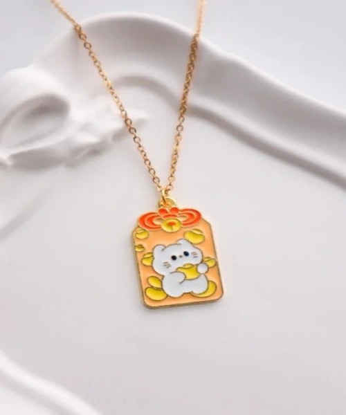 Gold Renk Zincirli Sevimli Bear İthal Kolye