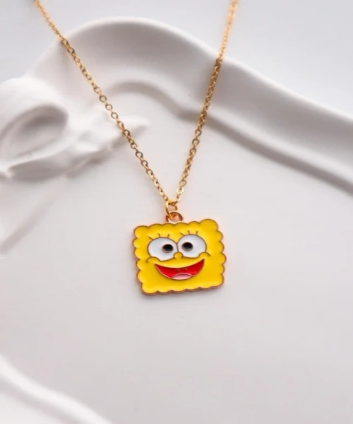 Gold Renk Zincirli Süngerbob İthal Kolye