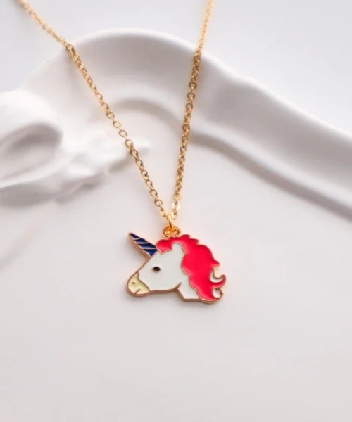 Gold Renk Zincirli Unicorn İthal Kolye