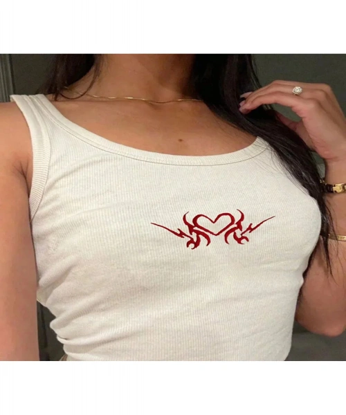 Gothic Heart Nakışlı Kolsuz Halter Yaka Siyah Atlet Crop