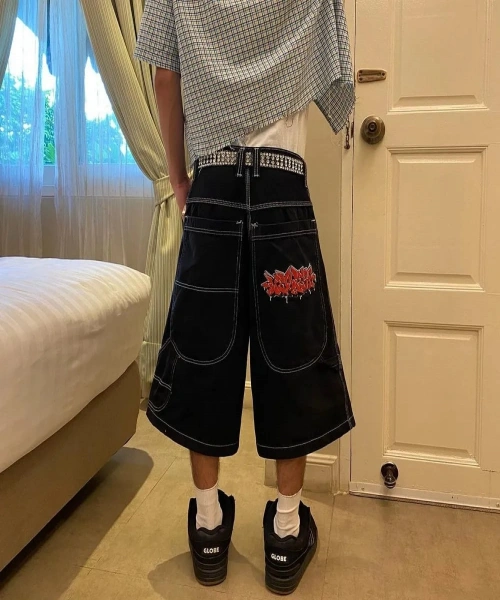 Graffiti Cortos Baggy Unisex Retro Şort