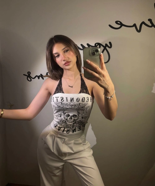 Grunge Punk Beyaz Punk Skeleton Kafatası Baskılı Crop