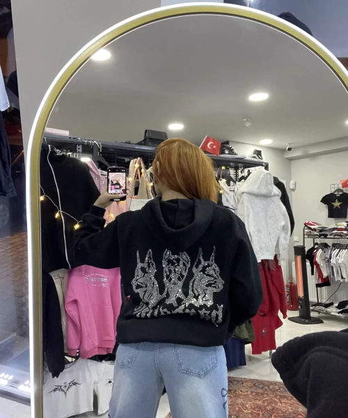 Hardstone Baskılı Siyah Renk Oversize Sweatshirt