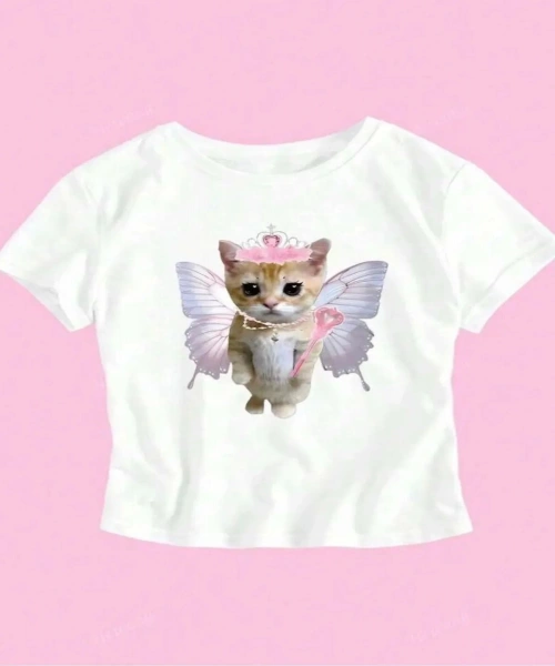 Kemer Boy Queen Cat Baskı Detaylı Crop