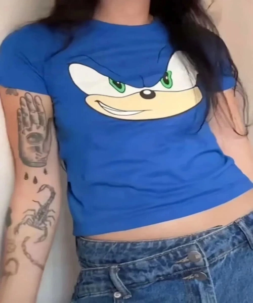 Kemer Boy Süper Sonic Printed Baskı Detaylı Crop