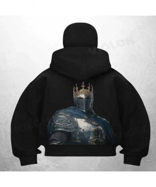 King Slayer Baskılı Siyah Samuray Kar Maske Sweatshirt Hırka