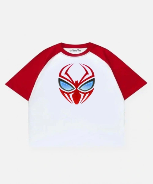 Kırmızı Beyaz Reglan Kollu Spider  T-Shirt