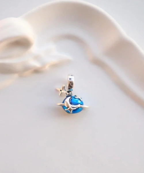 Klipsli Bileklik Sallantılı Mavi Gezegen Charm