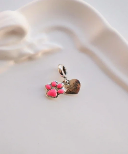 Klipsli Bileklik Sallantılı Pembe Pati Charm