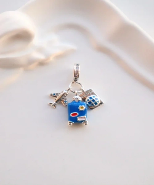 Klipsli Bileklik Sallantılı Uçak Valiz Pasaport Charm