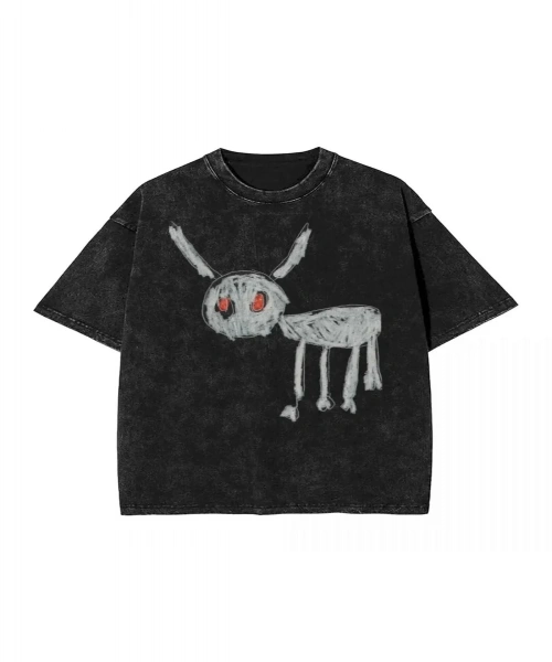 Kod Trend Drake - For All the Dogs Baskılı Yıkamalı Vintage Unisex Oversize T-Shirt