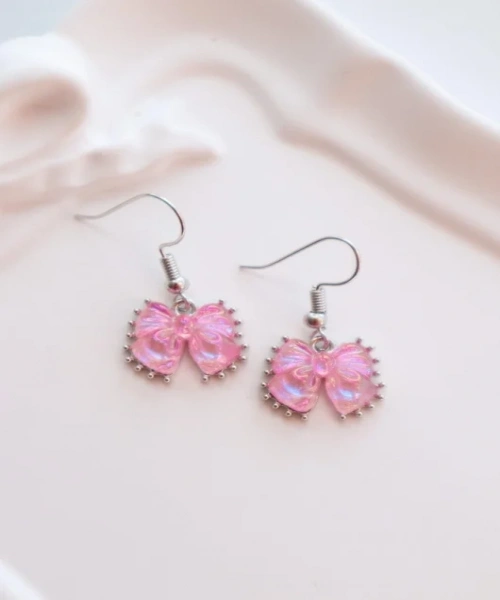 Koyu Pembe Hologramlı Fiyonk İthal Küpe