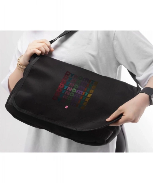 Kpop Serisi BTS Dynamite Baskılı Unisex Siyah Postacı Çantası
