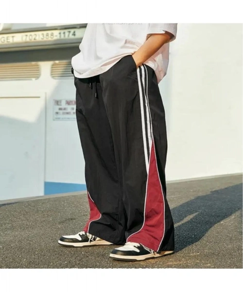 Limited Edition Vintage Siyah Kırmızı Beyaz Detay Streetwear Baggy Model Unisex Eşofman Altı