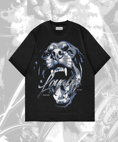Loyality Baskılı Siyah Renk Oversize T-Shirt