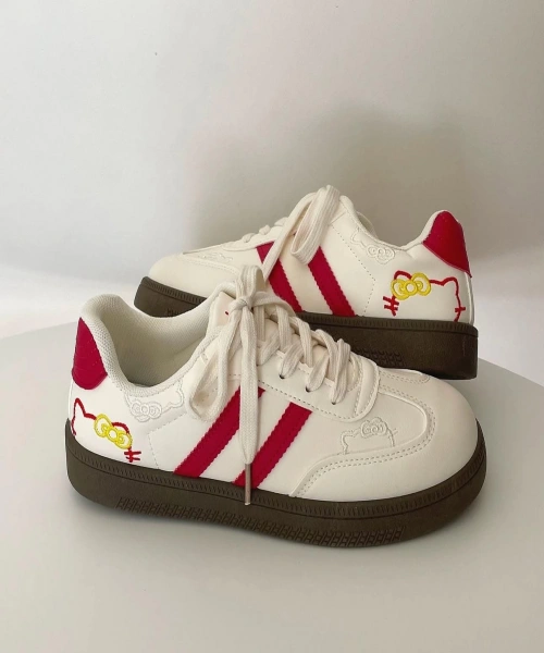 Nakışlı Kitty Beyaz Spor Ayakkabı