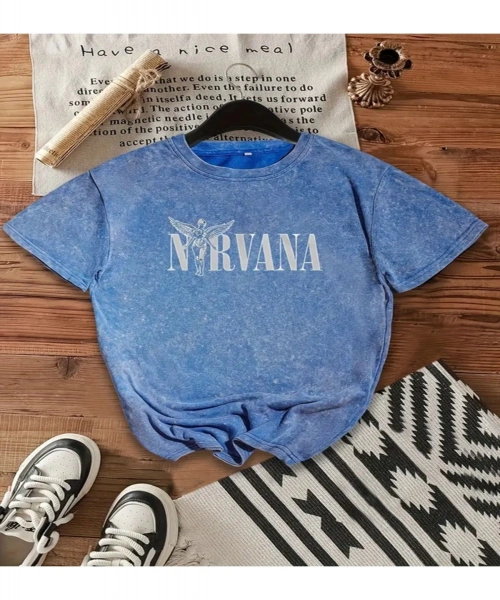 Nirvana Baskılı Yıkamalı Vintage Unisex Oversize T-Shirt