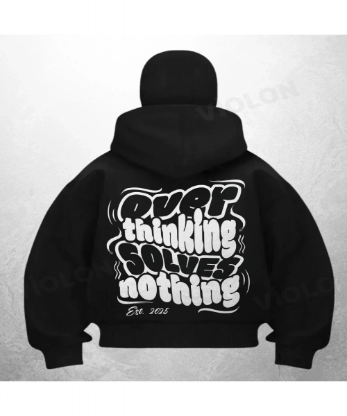 Overthing Baskılı Siyah Samuray Kar Maske Sweatshirt Hırka