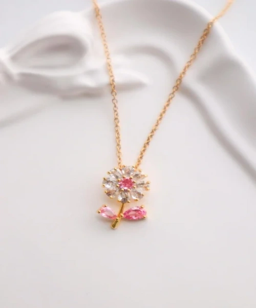 Paslanmaz Çelik Gold Renk Papatya Kolye