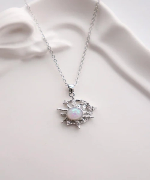 Paslanmaz Çelik Gümüş Renk Ay Güneş Kolye