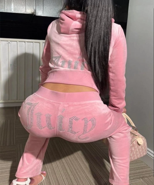 Pembe Juicy Kadife Pijama Takımı