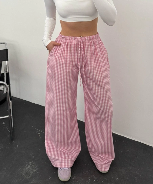 Pembe Kareli Sofıra Eşofman Altı