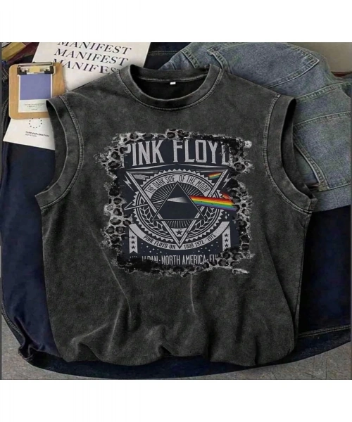 Pink Floyd Atlet Bisiklet Yaka Yıkamalı Vintage Unisex Oversize T-Shirt