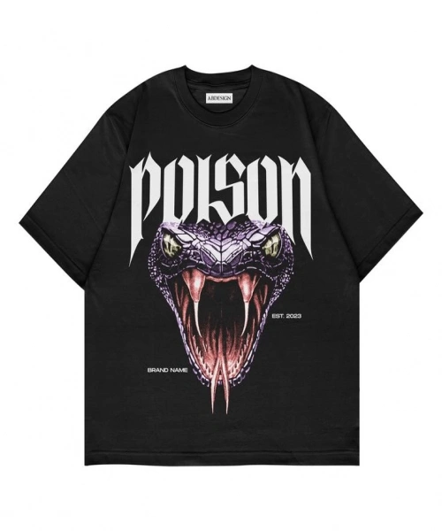 Poison Siyah Renk Oversize T-Shirt