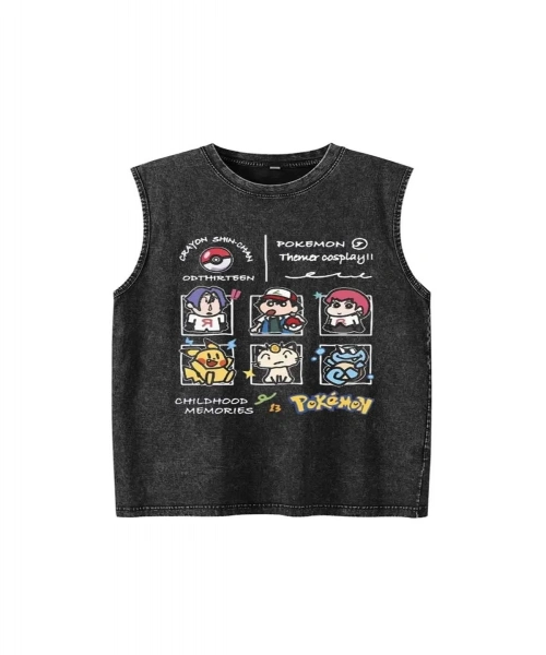 Pokemon Atlet Bisiklet Yaka Yıkamalı Vintage Unisex Oversize