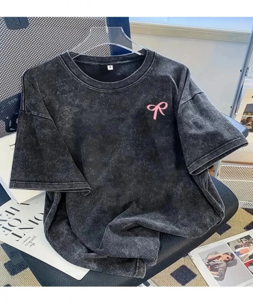 Ribbon Baskı Detaylı Oversize Unisex Kısa Kol TShirt