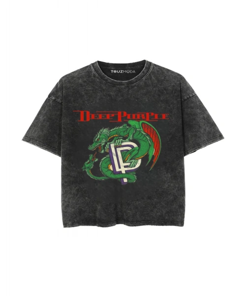 Rock Serisi Deep Purple Baskılı Unisex Oversize T-Shirt