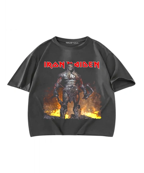 Rock Serisi iron Maiden Baskılı Unisex Oversize T-Shirt