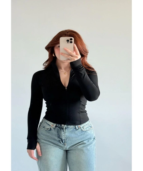 Rover Basic Slim Fit Fermuarlı Bluz