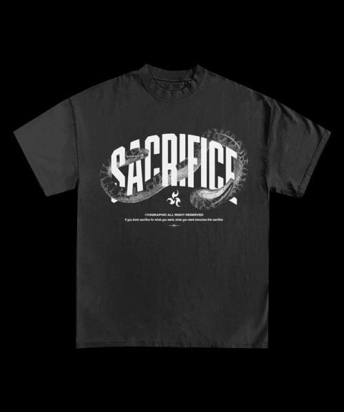 Sacrifice Baskılı Siyah Renk Oversize T-Shirt