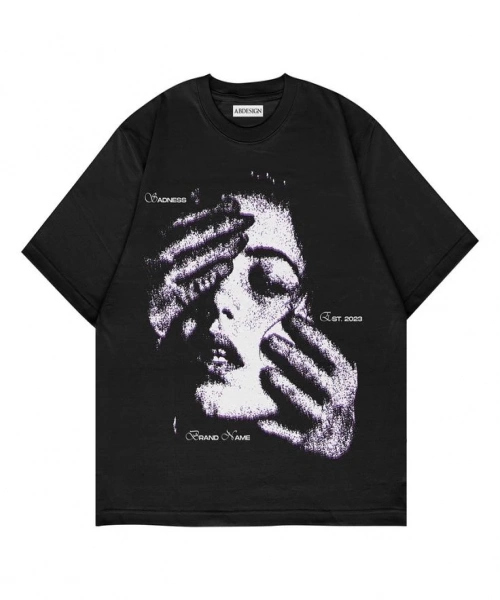 Sadness Baskılı Siyah Renk Oversize T-Shirt