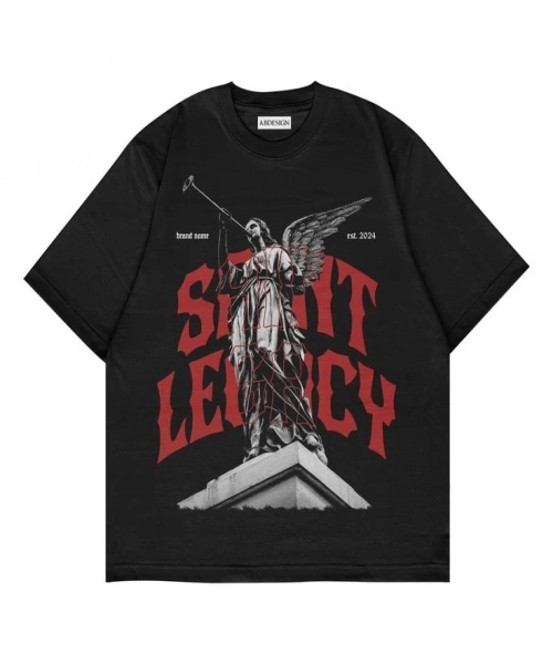 Saint Legacy Baskılı Siyah Renk Oversize T-Shirt