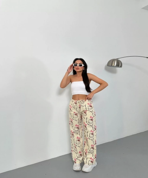 Sarı Hello Kitty Desenli Eşofman Altı