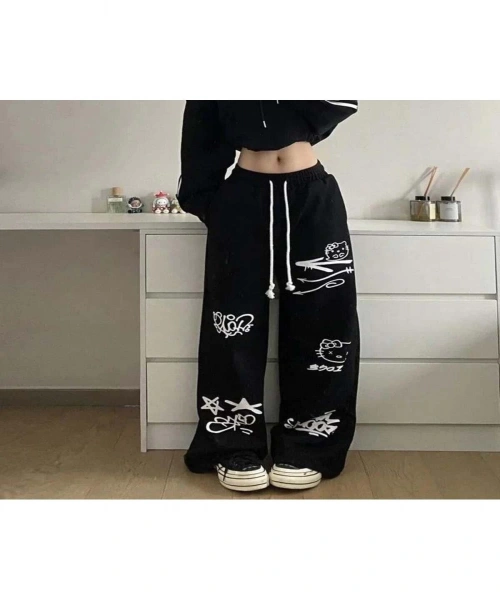 Siyah Hello Kitty Graffiti Eşofman Altı