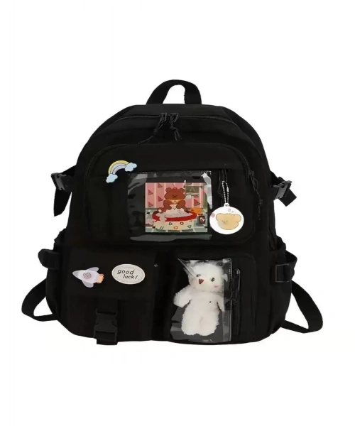 Siyah Kawaii Cute Okul/Günlük Sırt Çantası