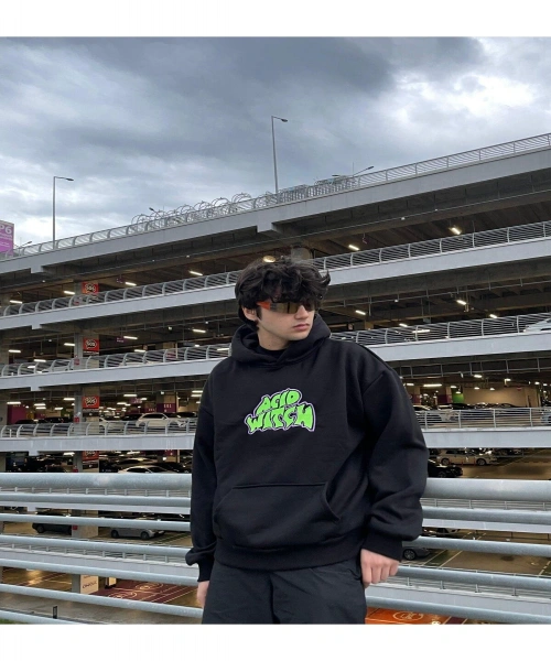 SİYAH sweatshirt Acid Witch BASKILI Premium Black Hoodie