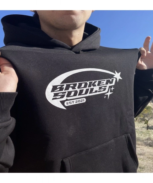SİYAH sweatshirt BASKILI Broken Souls 2021 Detail Hoodie