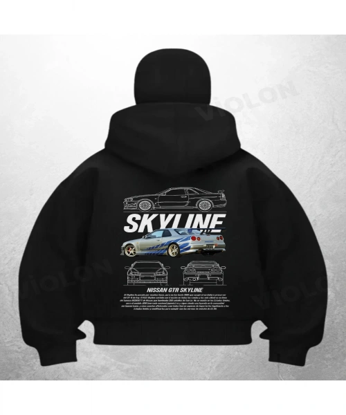 SkyLine Siyah Samuray Kar Maske Sweatshirt Hırka