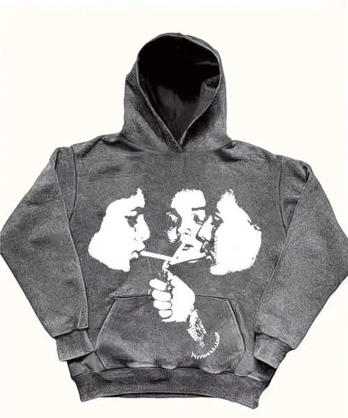Smoking Woman Cigarette Yıkamalı Sweatshirt