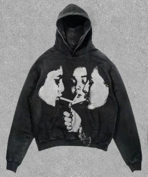 Smoking Woman Siyah Kapüşonlu Oversize Unisex Sweatshirt