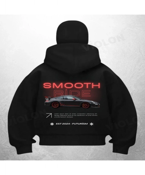 Smooth Ride Baskılı Siyah Samuray Kar Maske Sweatshirt Hırka