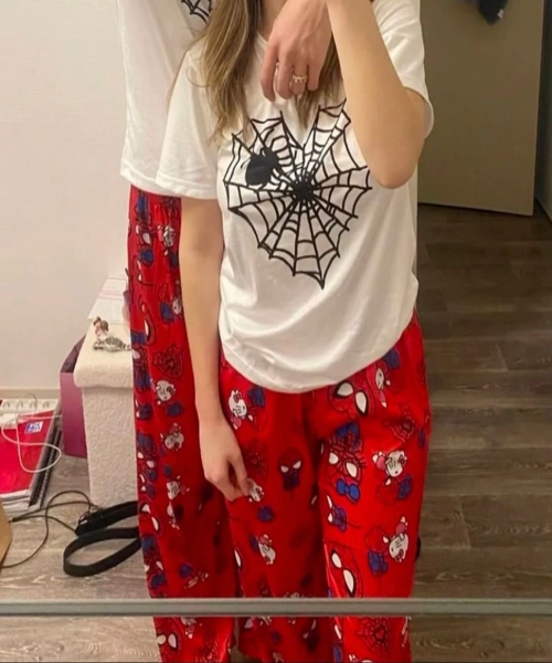 Spider Ağ Baskılı Kırmızı Eşofman Alt Üst Takım