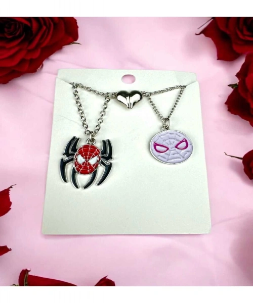 Spider & Gwen 2 li Çift Mıknatıslı Kalp Kolye