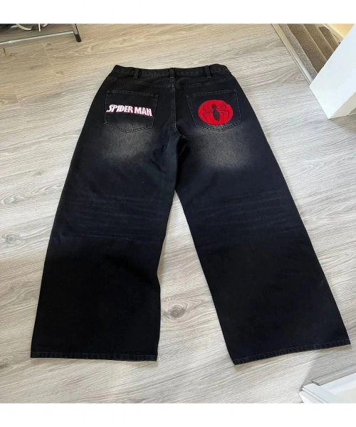 Spider Man Detail Baggy Yıkamalı Unisex Pantolon